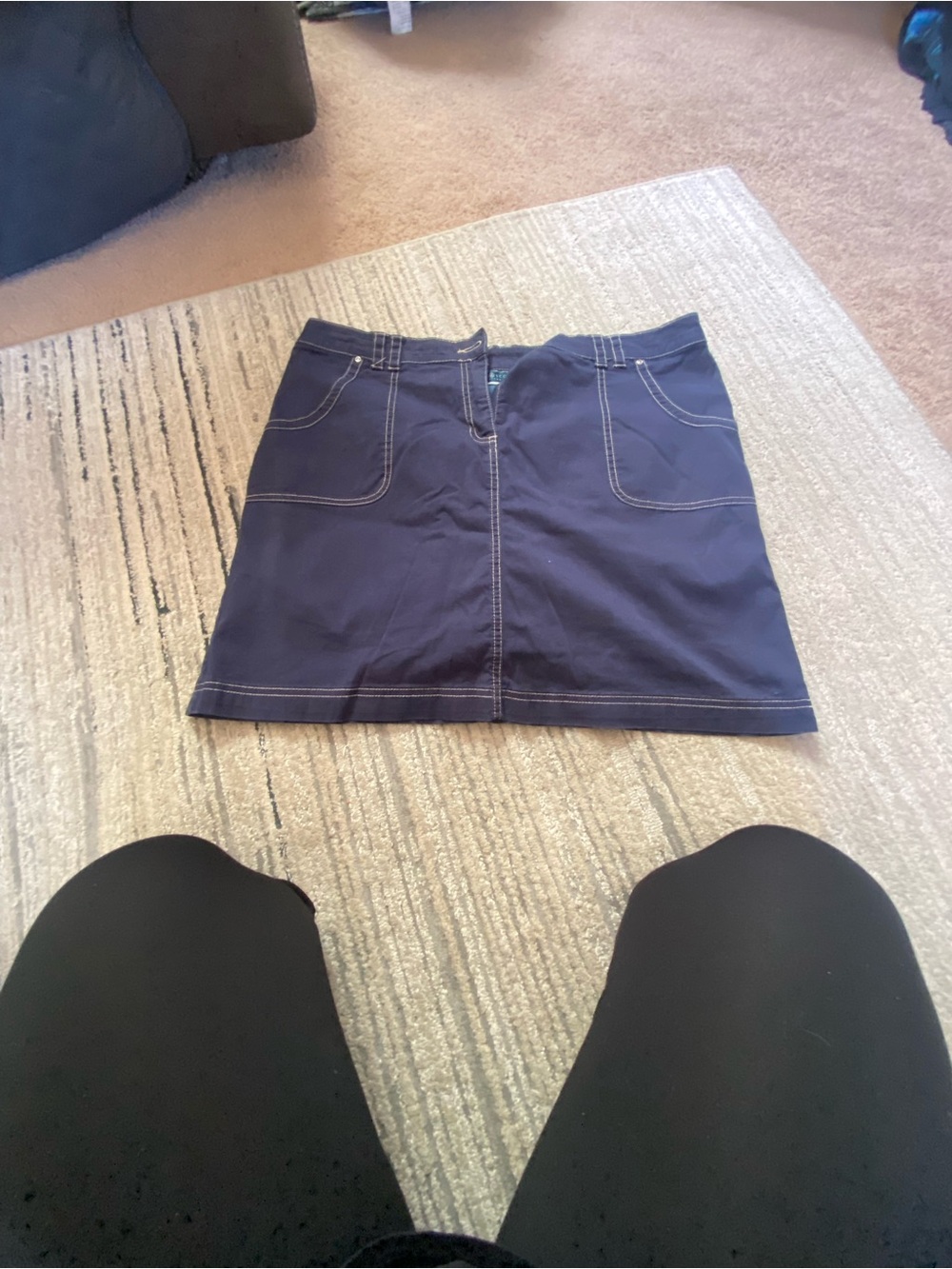 Karen Scott Navy Mini Skirt with Front Pockets